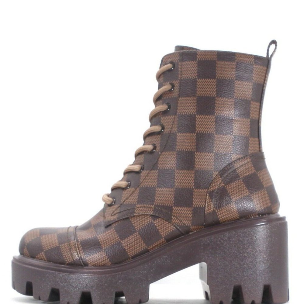 Checker Chunky Combat Boot